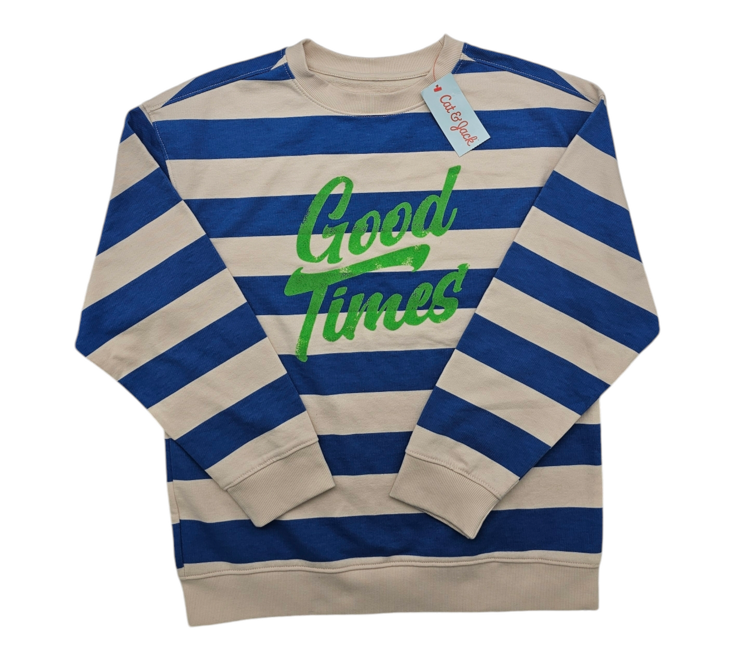Cat & Jack Good Vibes Stripe Crew Sweatshirt