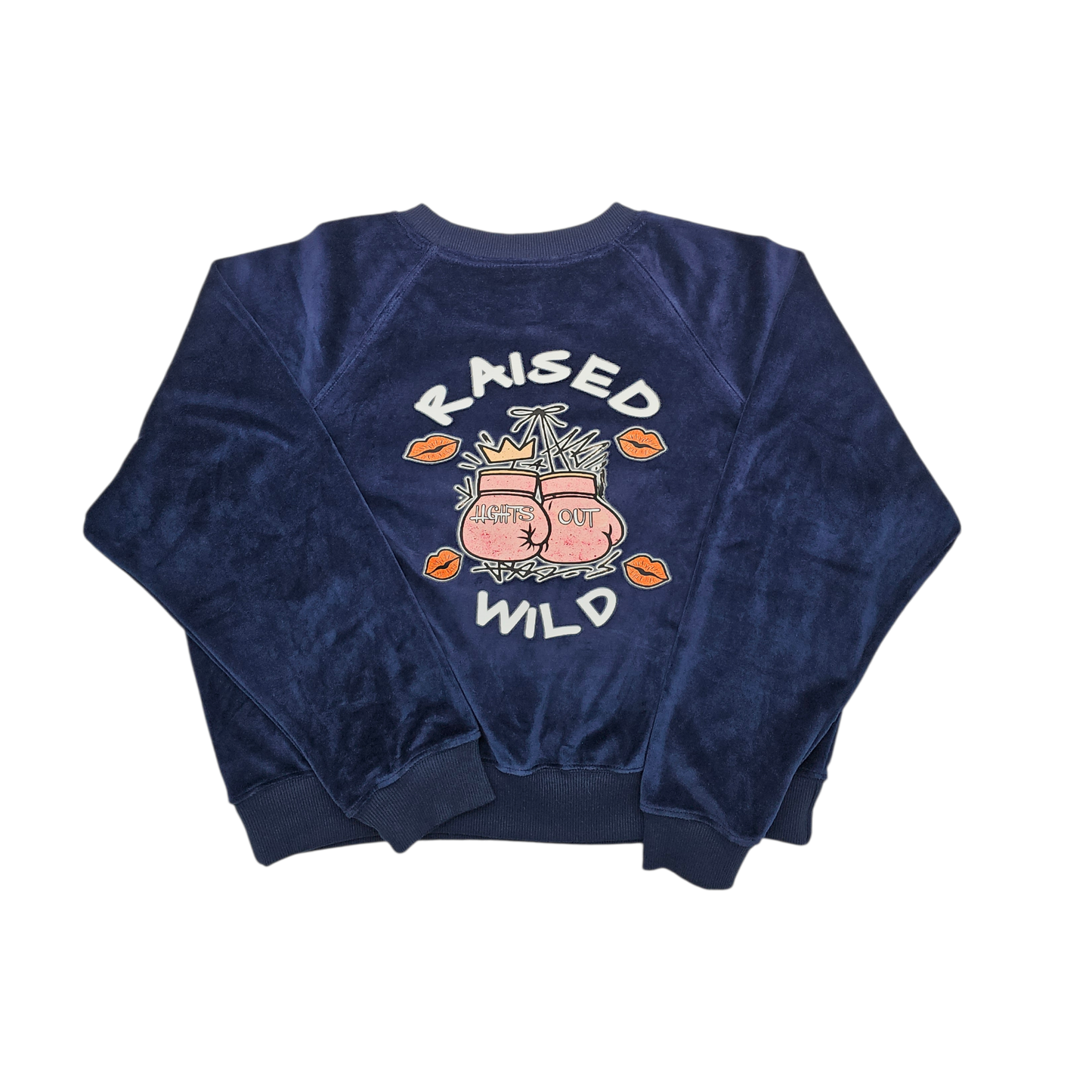 Raised Wild “Lights Out” Velvet Sweatshirt – Navy