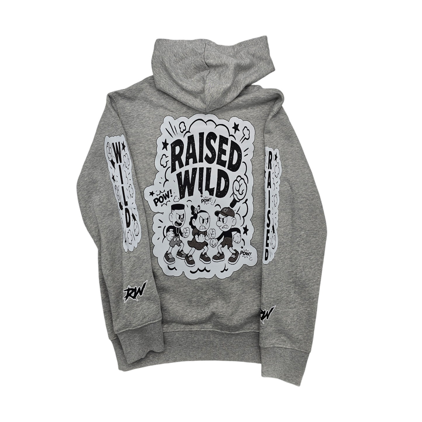Raised Wild “POW!” Comic Hoodie – Gray