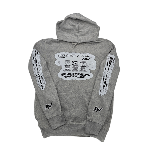 Raised Wild “POW!” Comic Hoodie – Gray