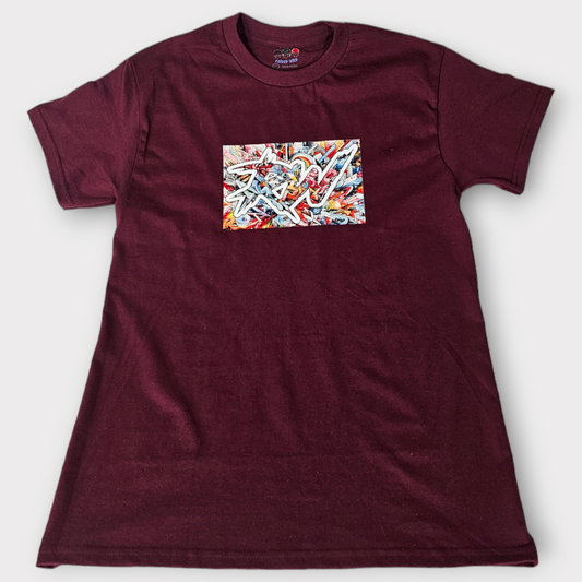 Large Maroon Raised Wild Graffiti RW T-shirt