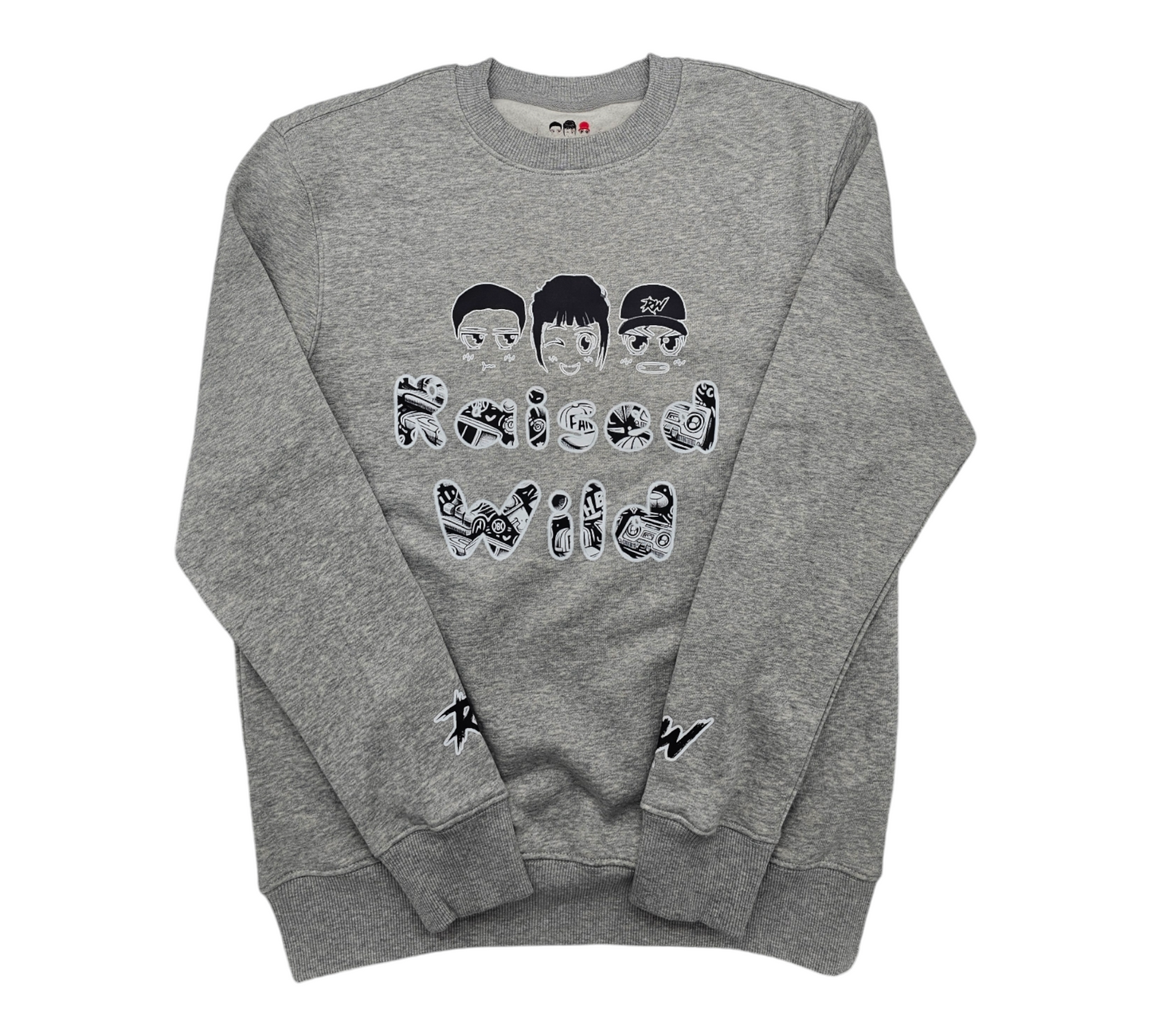 Raised Wild Faces Graffiti Crew Sweatshirt