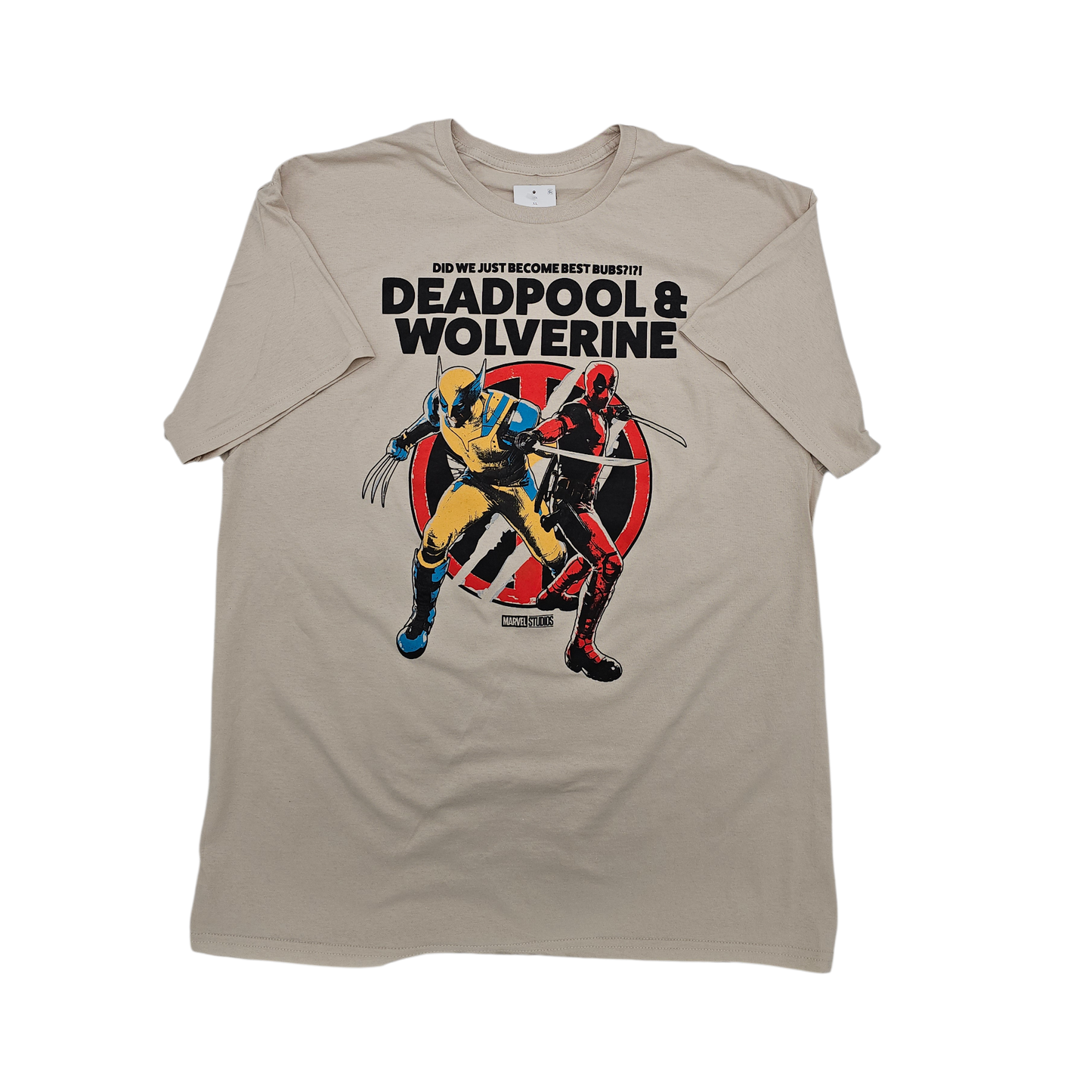 Marvel “Best Bubs” Deadpool &amp; Wolverine Tee – Beige
